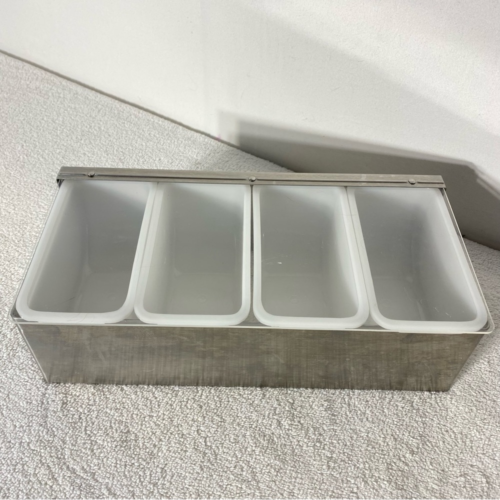 Vintage Stainless Steel Condiment Dispenser W 4 Removable Plastic Compartments